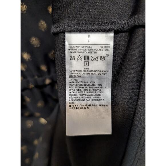 Banana Republic Women's Gold Metallic Polka Dot Black Fit Flare Dress Size S - Picture 9 of 9
